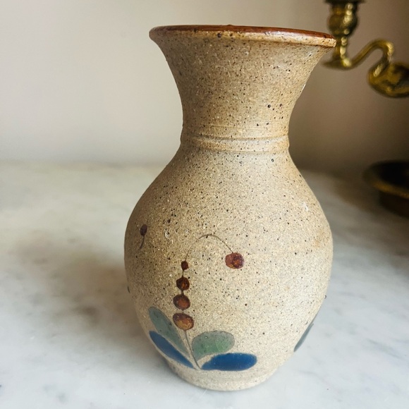 VTG 70s Hand Painted Folk Mexican Pottery Boho Ceramic Small Bud Vase Signed - Picture 6 of 8